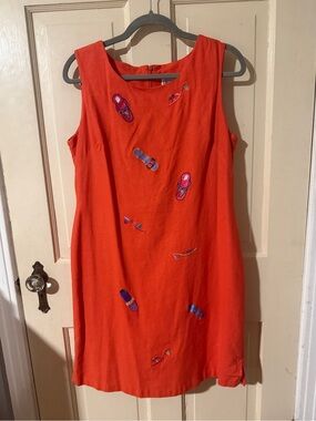 Ultra Dress Collection Orange Sleeveless Embroidered Mini Dress